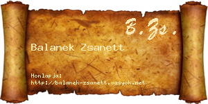 Balanek Zsanett névjegykártya